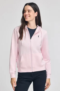 Sudadera rosa de cremallera y capucha con bordado Rigby Go