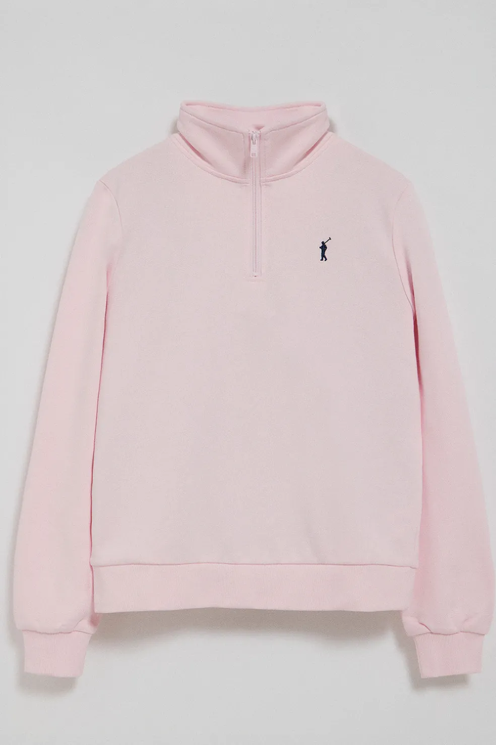 Sudadera rosa de media cremallera y bordado Rigby Go