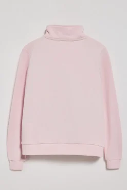 Sudadera rosa de media cremallera y bordado Rigby Go