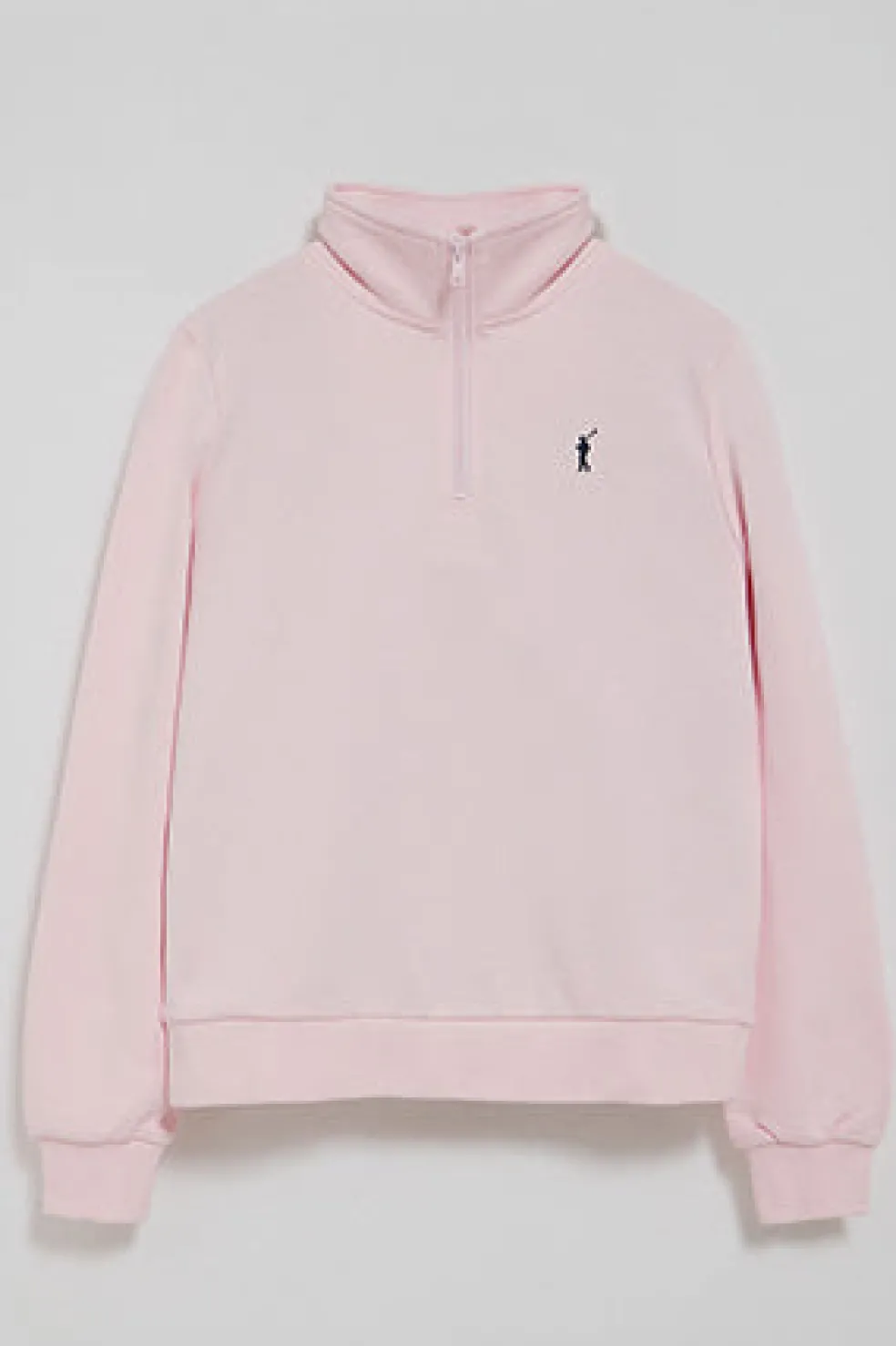 Sudadera rosa de media cremallera y bordado Rigby Go