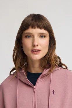 Sudadera rosa empolvado de capucha con cremallera y logo Rigby Go