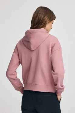 Sudadera rosa empolvado de capucha con cremallera y logo Rigby Go