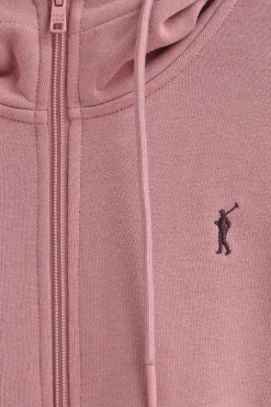 Sudadera rosa empolvado de capucha con cremallera y logo Rigby Go