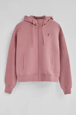 Sudadera rosa empolvado de capucha con cremallera y logo Rigby Go
