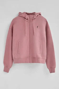 Sudadera rosa empolvado de capucha con cremallera y logo Rigby Go