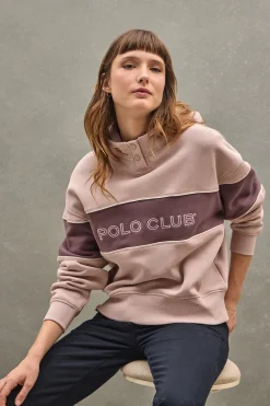Sudadera rosa palo con capucha y logo Polo Club