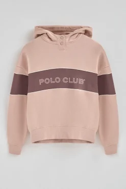 Sudadera rosa palo con capucha y logo Polo Club