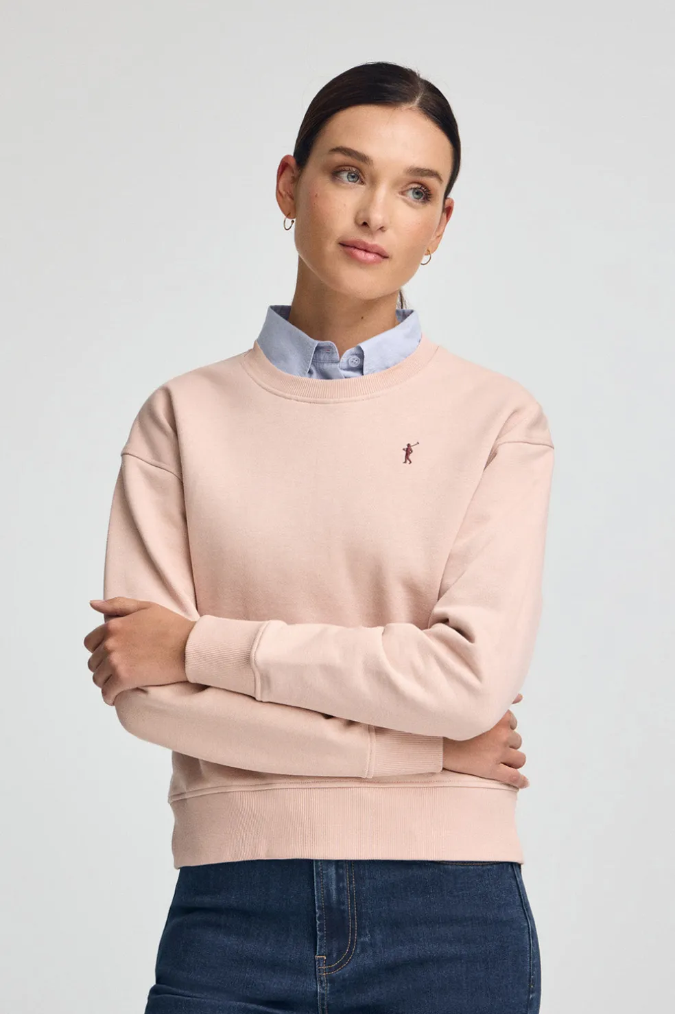 Sudadera rosa palo de corte boxy con logo Rigby Go