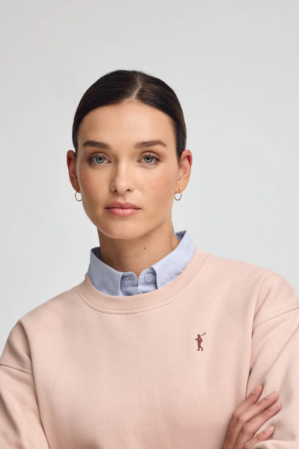 Sudadera rosa palo de corte boxy con logo Rigby Go