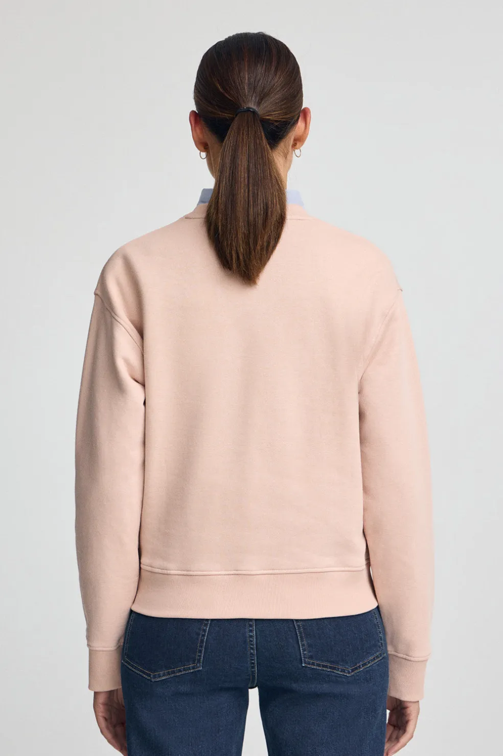 Sudadera rosa palo de corte boxy con logo Rigby Go