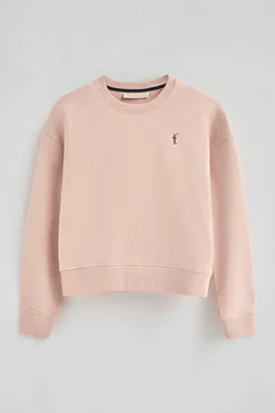 Sudadera rosa palo de corte boxy con logo Rigby Go