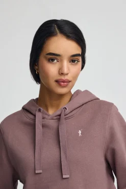 Sudadera rosa taupe con capucha y logo Rigby Go