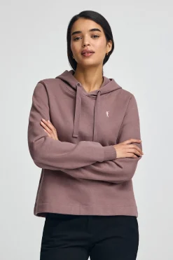 Sudadera rosa taupe con capucha y logo Rigby Go