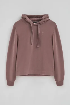 Sudadera rosa taupe con capucha y logo Rigby Go