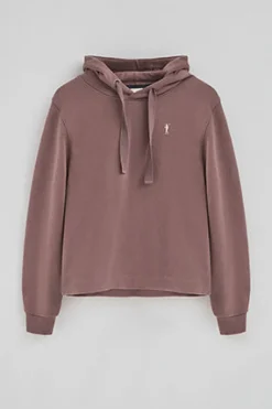 Sudadera rosa taupe con capucha y logo Rigby Go