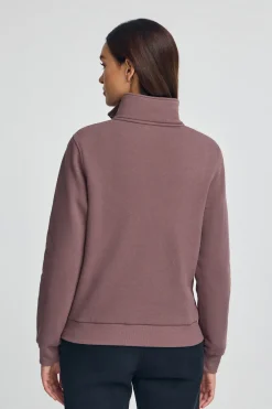Sudadera rosa taupe con media cremallera y logo Rigby Go