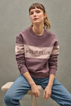 Sudadera rosa taupe de corte boxy y logo Polo Club