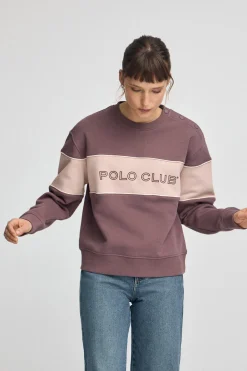 Sudadera rosa taupe de corte boxy y logo Polo Club