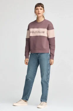 Sudadera rosa taupe de corte boxy y logo Polo Club