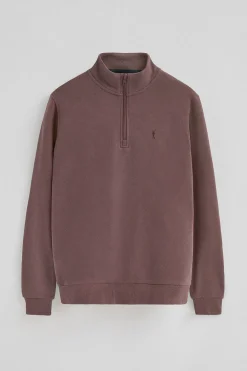 Sudadera rosa taupe de media cremallera con logo Rigby Go