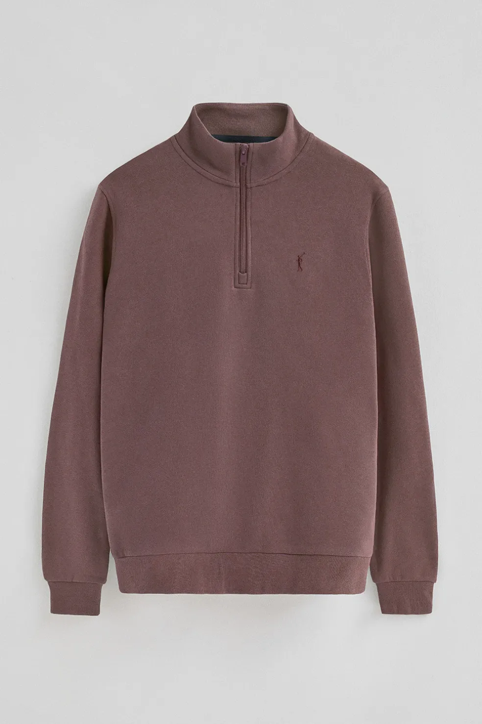 Sudadera rosa taupe de media cremallera con logo Rigby Go