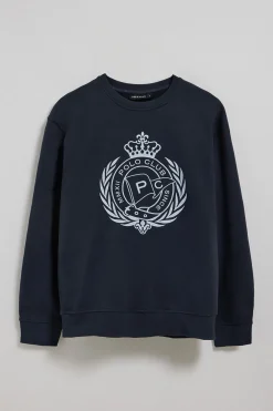Sudadera Saddie azul marino con gráfico náutico bordado