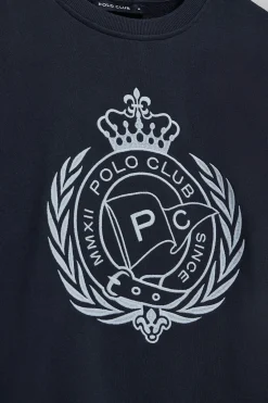 Sudadera Saddie azul marino con gráfico náutico bordado