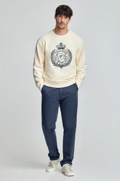 Sudadera Saddie color crudo con gráfico náutico bordado