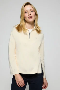 Sudadera Sinsajo beige con capucha y cremallera con logo Rigby Go