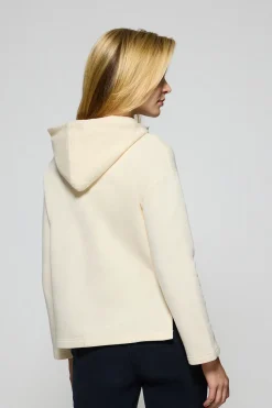 Sudadera Sinsajo beige con capucha y cremallera con logo Rigby Go