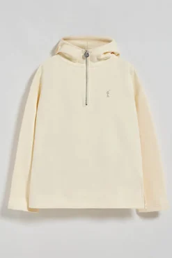 Sudadera Sinsajo beige con capucha y cremallera con logo Rigby Go