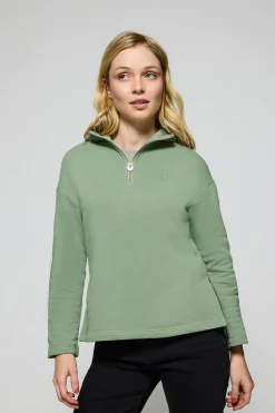 Sudadera Sinsajo verde jade con capucha y cremallera con logo Rigby Go