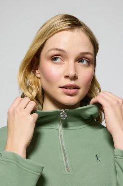 Sudadera Sinsajo verde jade con capucha y cremallera con logo Rigby Go