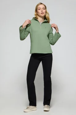 Sudadera Sinsajo verde jade con capucha y cremallera con logo Rigby Go