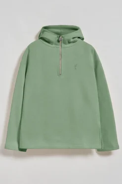 Sudadera Sinsajo verde jade con capucha y cremallera con logo Rigby Go