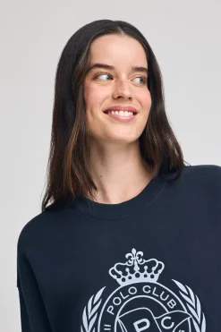 Sudadera Syren azul marino con gráfico náutico bordado