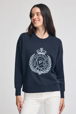 Sudadera Syren azul marino con gráfico náutico bordado