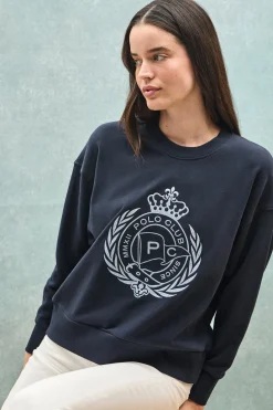 Sudadera Syren azul marino con gráfico náutico bordado