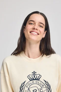 Sudadera Syren color crudo con gráfico náutico bordado