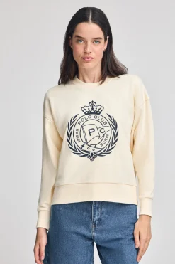 Sudadera Syren color crudo con gráfico náutico bordado