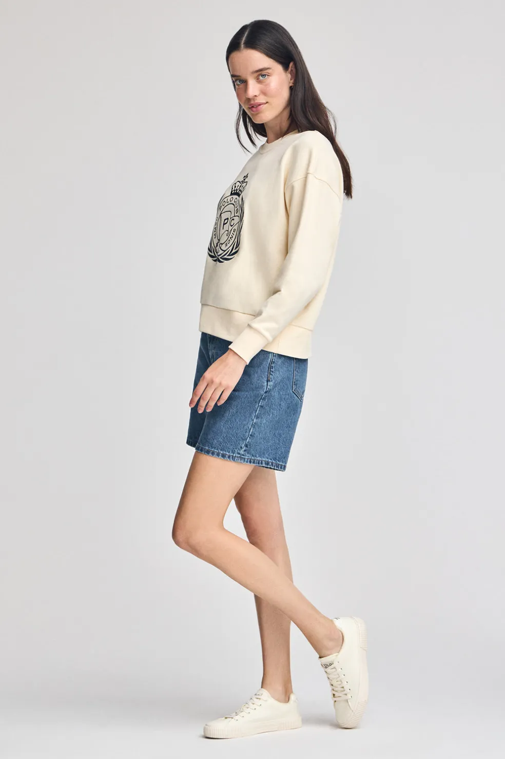 Sudadera Syren color crudo con gráfico náutico bordado