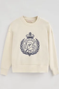 Sudadera Syren color crudo con gráfico náutico bordado