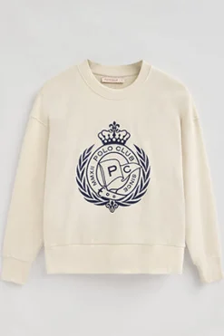 Sudadera Syren color crudo con gráfico náutico bordado