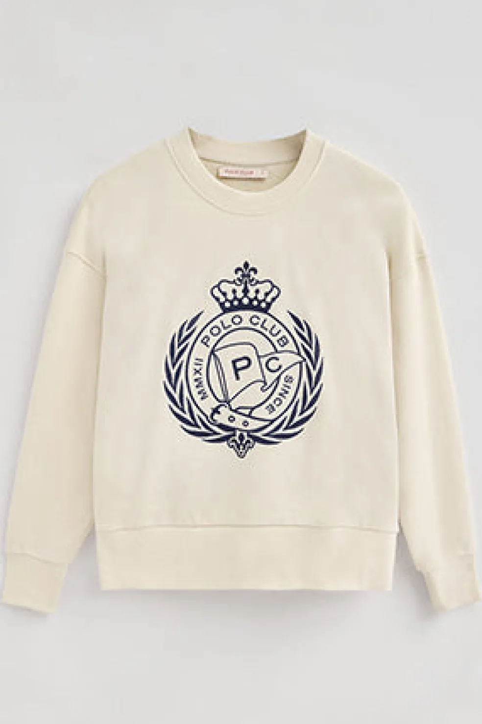 Sudadera Syren color crudo con gráfico náutico bordado