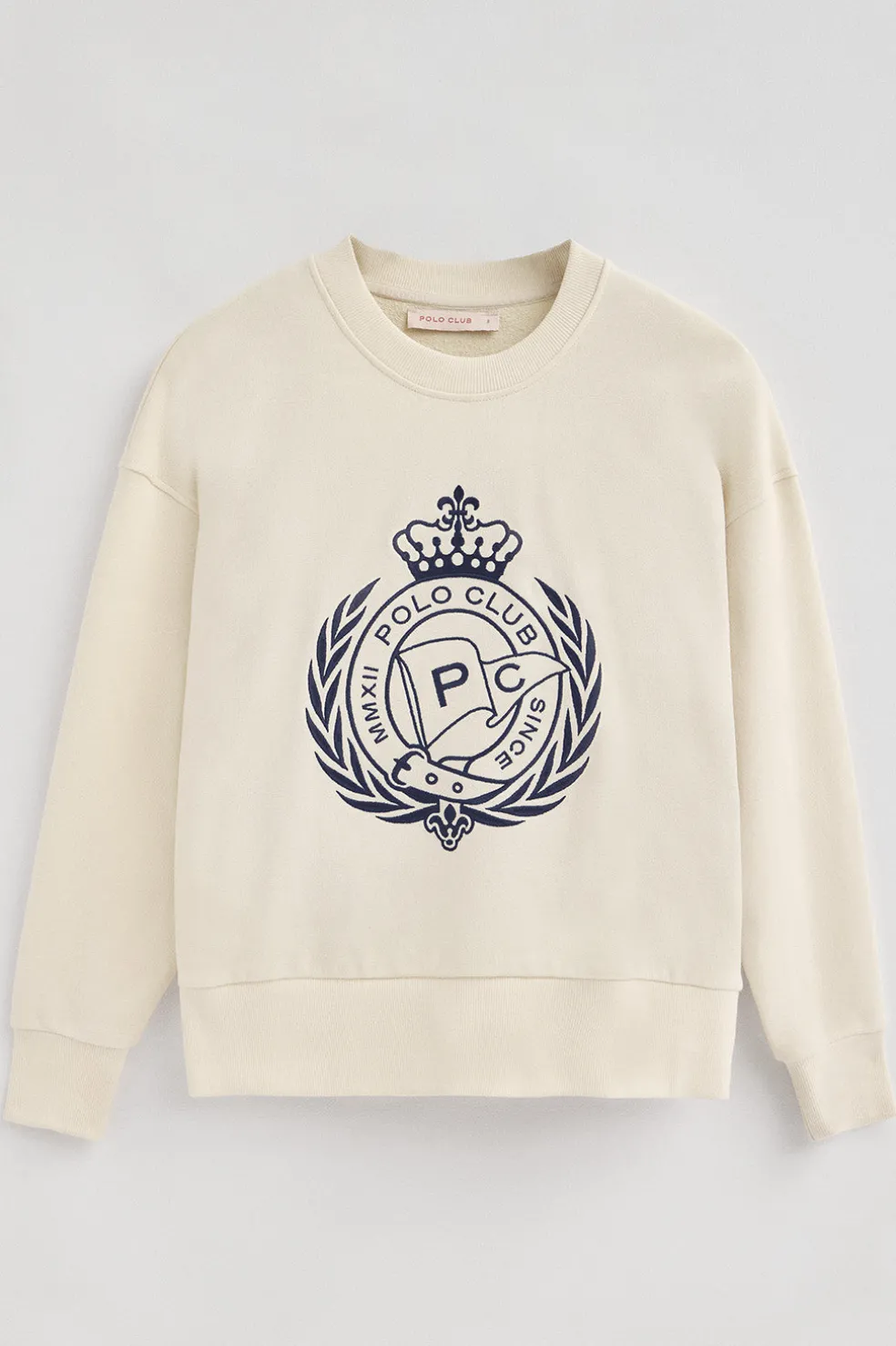 Sudadera Syren color crudo con gráfico náutico bordado