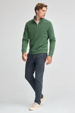 Sudadera verde botella de media cremallera y efecto lavado con logo Rigby Go
