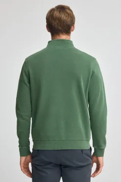 Sudadera verde botella de media cremallera y efecto lavado con logo Rigby Go