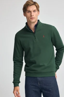 Sudadera verde botella de media cremallera con logo Rigby Go
