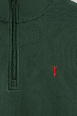 Sudadera verde botella de media cremallera con logo Rigby Go