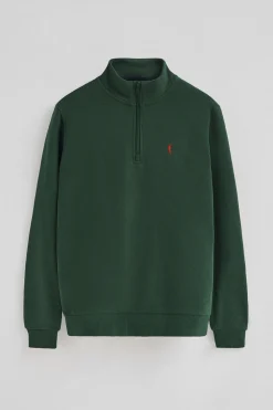 Sudadera verde botella de media cremallera con logo Rigby Go
